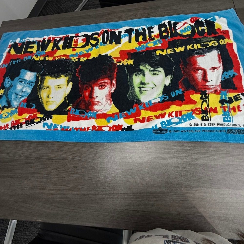 Vintage 1989 New Kids On The Block NKOTB Beach Towel Jay Franco Winterland 80s